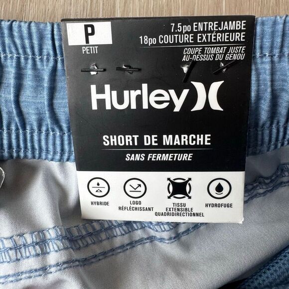 Hurley Medium Blue Pull On String Elastic Waist Hybrid Walk Shorts SZ S #2503 - Picture 9 of 16